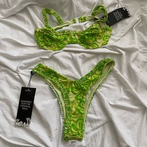 Blackbough Amelia frilled swim top and bottom in mojito